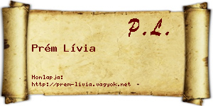 Prém Lívia névjegykártya